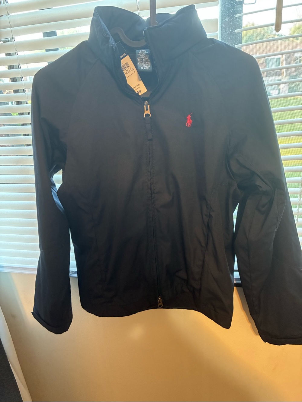 Ralph Lauren Navy Raincoat with Red Polo Embroider